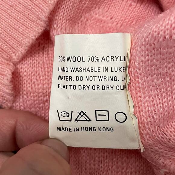 Vintage Tyrolia by Head Textured Knit Turtleneck Sweater Baby Pink - Size Medium - Picture 4 of 8